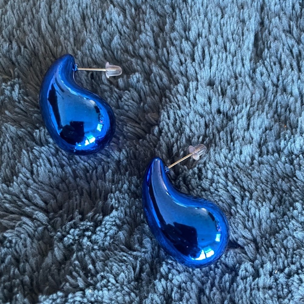 NWOT Vintage Boho Style Resin Tear Drop Earrings, Titanium Hooks, No Plating - Picture 2 of 2